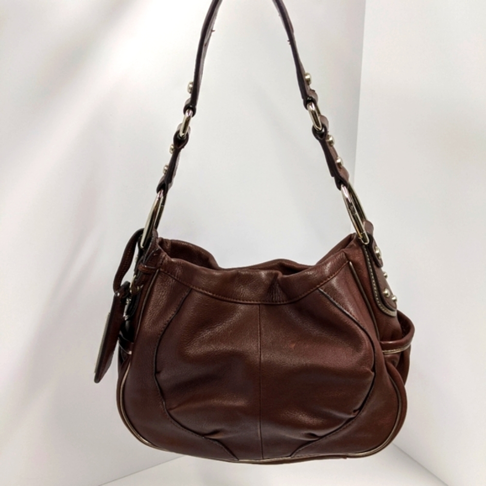 B. Makowsky Brown Leather Shoulder Bag - Picture 6 of 6